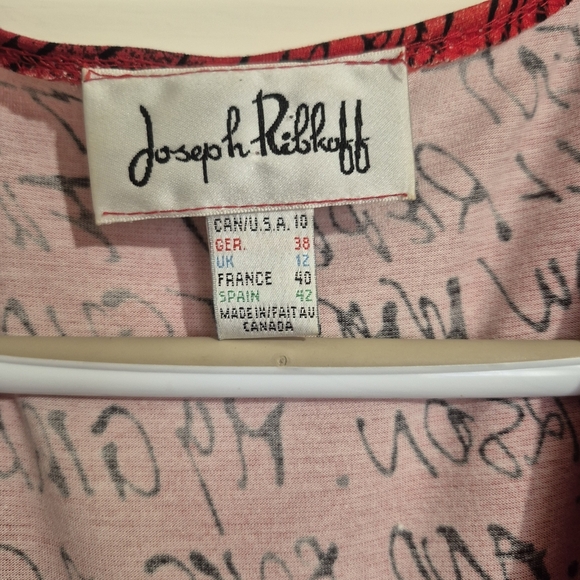 Vintage Joseph Ribkoff Red Graphic Dress With Face - Picture 2 of 4